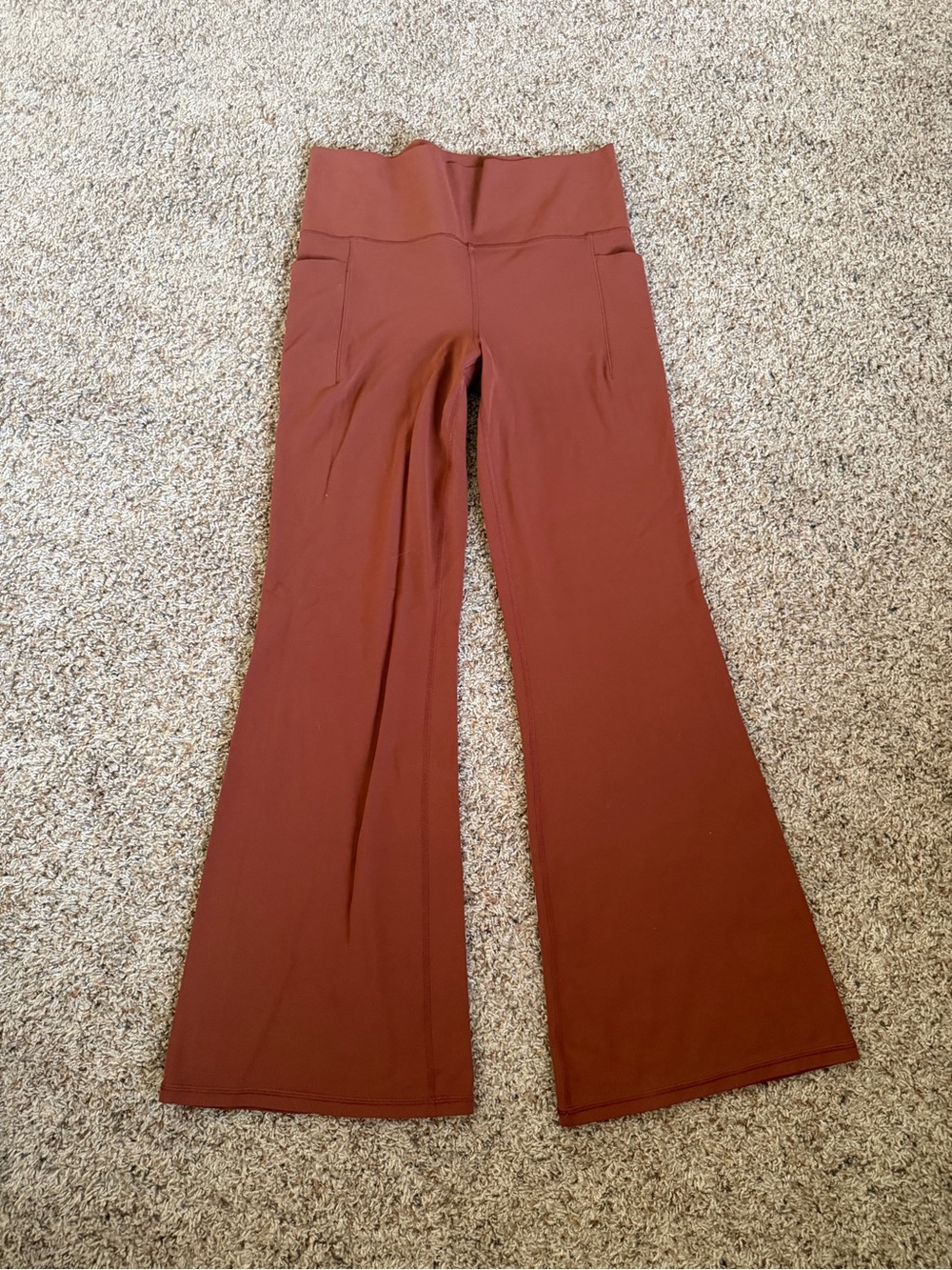 Athleta Wide-Leg Flare Pants in Rust Brown